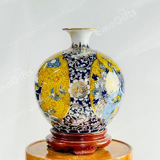 Bình hút lộc vẽ vàng tiểu cảnh 