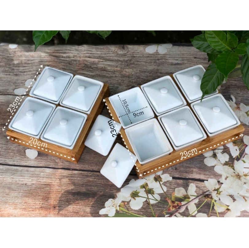 Bộ khay mứt sứ trắng 