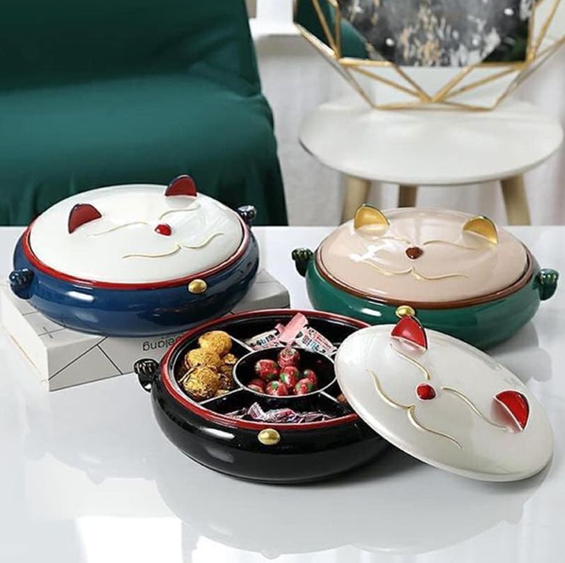 Khay mứt mèo thần tài 