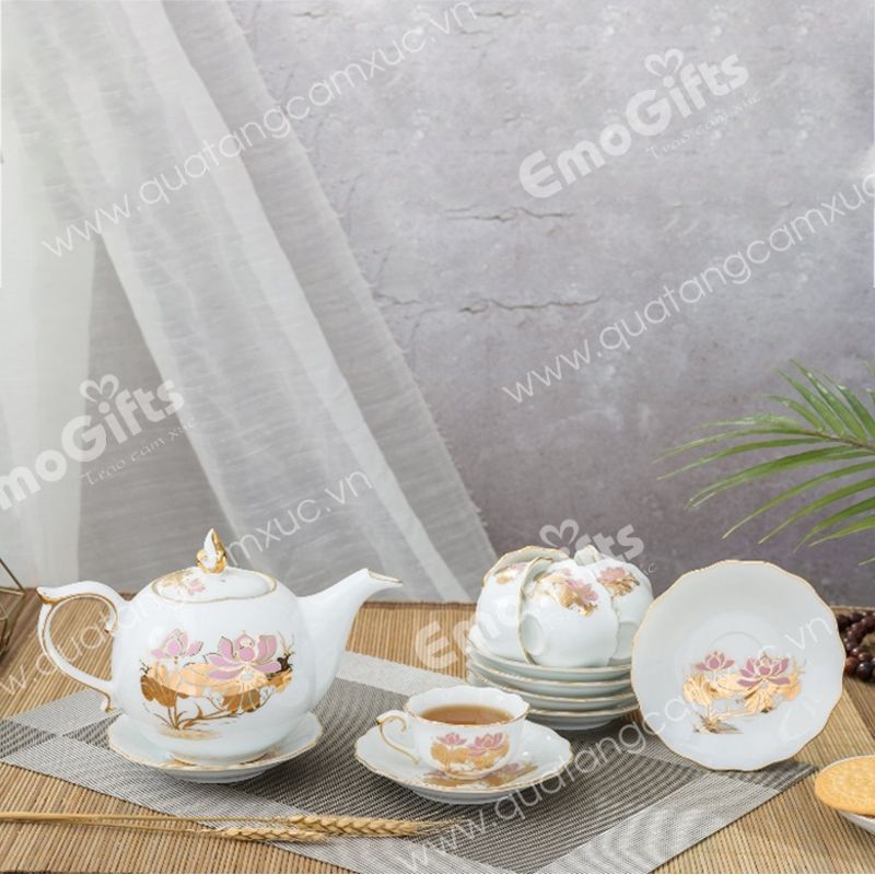 Bộ bình trà sứ tro bóng 