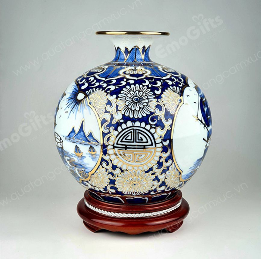 Bình hút lộc vẽ vàng tiểu cảnh  